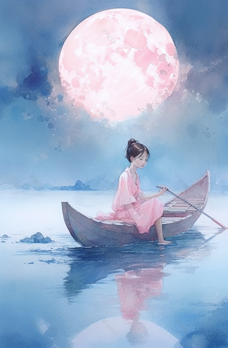 坐船氛围感古风海报背景图,插画/手绘图,插画/手绘图库,插画/手绘图下载,插画/手绘